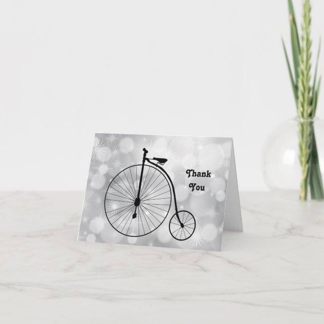 Cartão De Agradecimento Bicicleta de Alta Roda (Frente)