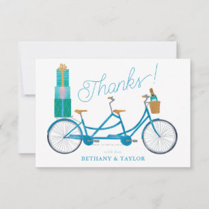 Cartão De Agradecimento Bicicleta Tandem de Aquarela para Dois