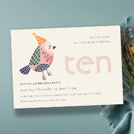 Cartão De Agradecimento Bico Pássaro Escovo A Qualquer Aniversário De 10 A