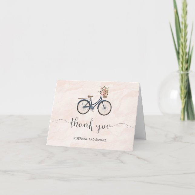 Cartão De Agradecimento Bicycle Flowers Chalkboard Thank You Card (Frente)