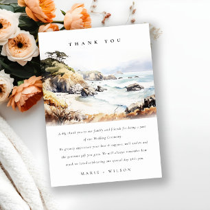 Cartão De Agradecimento Big Sur, Califórnia Casamento Paisagem Aquarela