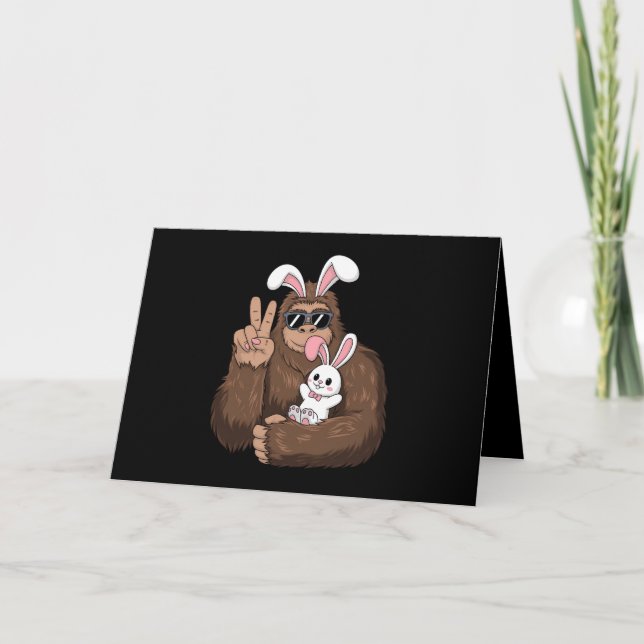 Cartão De Agradecimento Bigfoot Bunny Rabbit Engraçado Páscoa Dia Sasquatc (Frente)