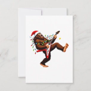 Cartão De Agradecimento Bigfoot Sasquatch Guitarra Elétrica Natal 2026