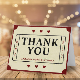 Cartão De Agradecimento Bilhete de Cinema do Retro Theater Stub 50º aniver