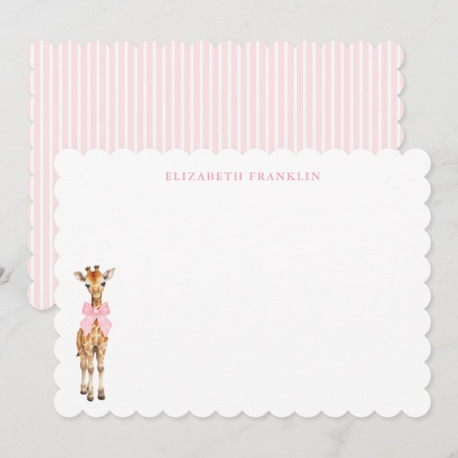 Cartão De Agradecimento Bilhete Personalizado de Chuveiro de Bebê Menina G (Frente/Verso)