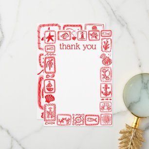 Cartão De Agradecimento Bilhetes de Amor do Mar Chá de Bebê Moderno e Fofo