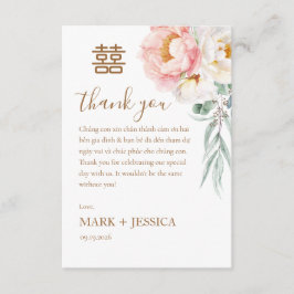Cartão De Agradecimento Bilingual Vietnamese Wedding Peony