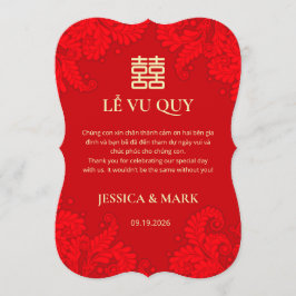 Cartão De Agradecimento Bilingual Vietnamese Wedding Red Thank You Card