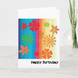 Cartão De Agradecimento Birthday Card - Floral (Blue, Orange)
