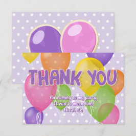Cartão De Agradecimento biscoitos roxos aniversário de balões