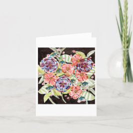 Cartão De Agradecimento Black and Bright Floral Watercolor Notecard