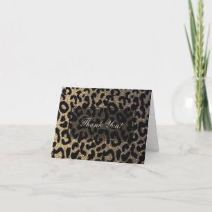 Cartão De Agradecimento Black and Gold Glitter