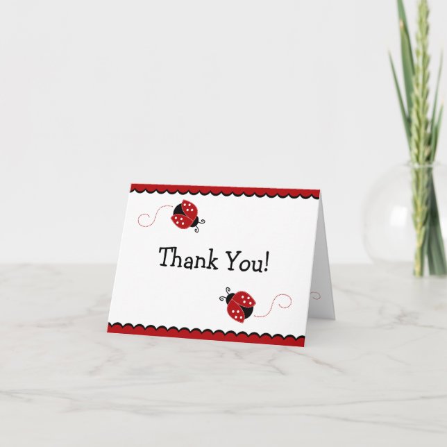 Cartão De Agradecimento Black and Red Ladybug Thank You Note Card (Frente)