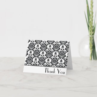 Cartão De Agradecimento Black and White Damask Thank You Note Cards