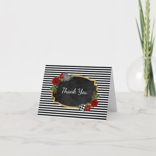 Cartão De Agradecimento Black and White Gold Thank You Card (Frente)