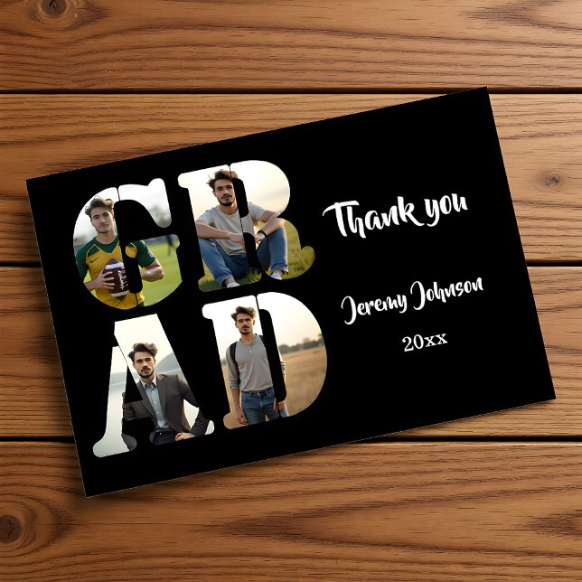 Cartão De Agradecimento Black and White GRAD Photo (Criador carregado)