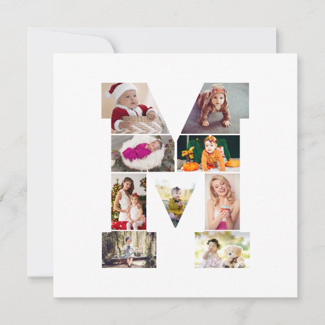 Cartão De Agradecimento Black and White Letter M Photo Collage (Frente)