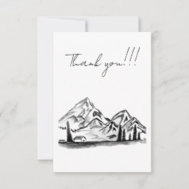 Cartão De Agradecimento black and white sketch of Mountains
