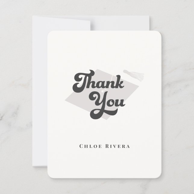 Cartão De Agradecimento Black and White Tassel Thank You Card (Frente)