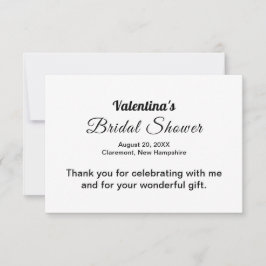 Cartão De Agradecimento Black and White Typography Bridal Shower