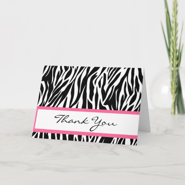 Cartão De Agradecimento Black and White Zebra Bridal Shower Thank You Card (Frente)