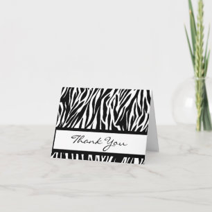 Cartão De Agradecimento Black and White Zebra Thank You Card