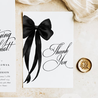 Cartão De Agradecimento Black Bow Bridal Shower Thank You Card
