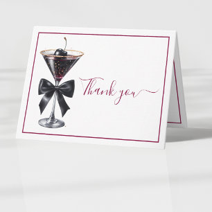Cartão De Agradecimento Black Bow Cereja Coquetel Martini