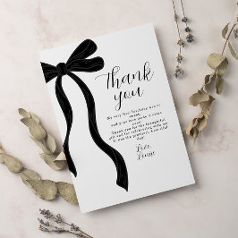Cartão De Agradecimento Black Bow First Birthday Coquette Thank You Card