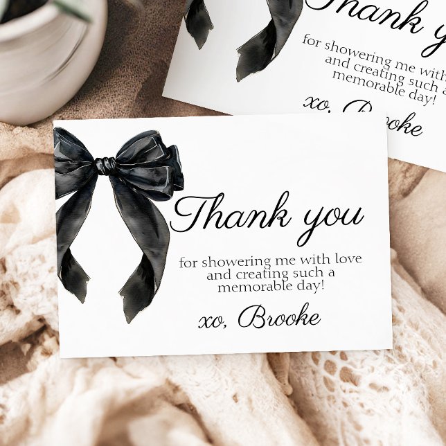 Cartão de agradecimento Black Bow French Bridal Sh (Criador carregado)
