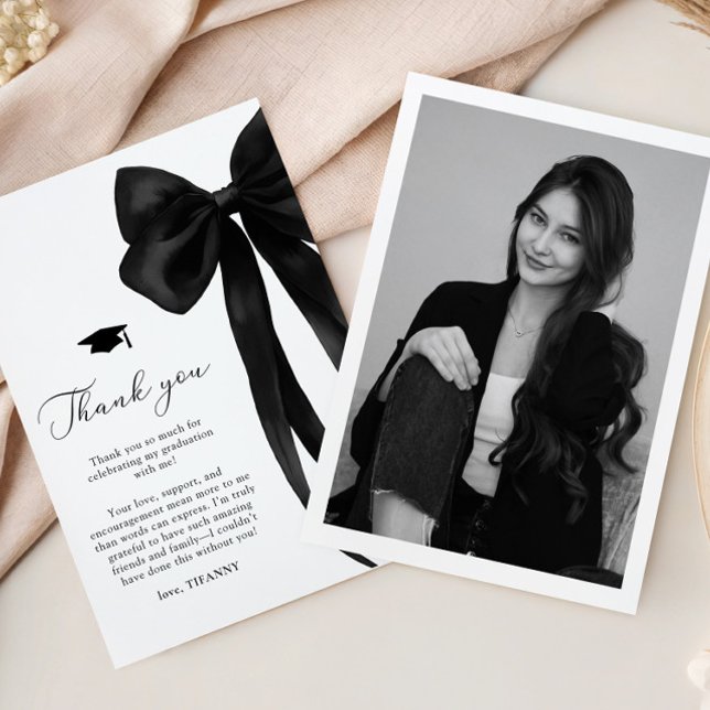 Cartão De Agradecimento Black Bow Graduation (Criador carregado)