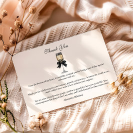 Cartão De Agradecimento Black Bow Pearl Champagne Graduation