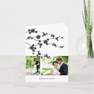 Cartão De Agradecimento Black Cherry Blossoms 2 Fotos Casamento Asiático C