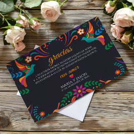 Cartão De Agradecimento Black Colorful Floral Nuestra Boda Spanish Wedding