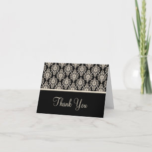 Cartão De Agradecimento Black Damask Thank You Cards