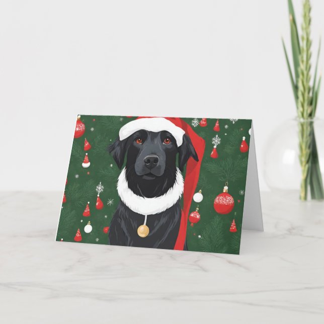 Cartão De Agradecimento Black Dog Engraçado Papai Noel Natal (Frente)
