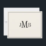 Cartão De Agradecimento Black & Ecru clássico monograma<br><div class="desc">Letras clássicas,  elegantes e profissionais de Bold monogramadas de cartões de agradecimentos plano. Perfeito para correspondência comercial. Estas são placas de nota plana. Se você quiser Cartões dobrados,  vá para a parte inferior da página onde ela diz "Transferir este design" e selecione cartões de agradecimentos dobrado.</div>