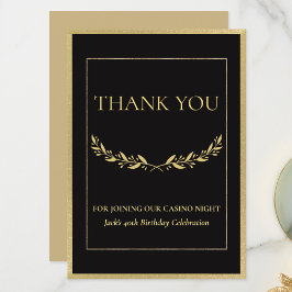 Cartão De Agradecimento Black & Gold Casino Night Thank You Card