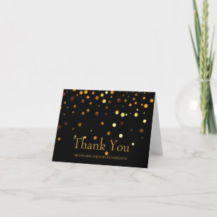 Cartão De Agradecimento Black Gold Glitter Vintage Confetti Wedding Thank