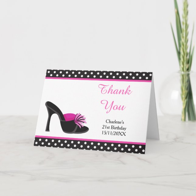 Cartão De Agradecimento Black Heels Shoes Birthday Party (Frente)