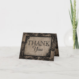 Cartão De Agradecimento Black Lace Burlap Modern Goth Thank You