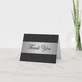 Cartão De Agradecimento Black Lace & Silver Ribbon Thank You Card