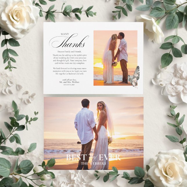 Cartão De Agradecimento Black Palm Wedding Thank You Photo Card (Wedding Thank You Card)