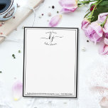 Cartão De Agradecimento Black Personalized | From The Desk Of Note Card<br><div class="desc">Modern, elegant Name | From The Desk Of Note Cards. It features simple double black frame. You can customize with your name, email address, phone number and swirly hand lettered monogram initial. If you do not need personalize you can delete it. This feminine, pretty note card is a perfect gift...</div>
