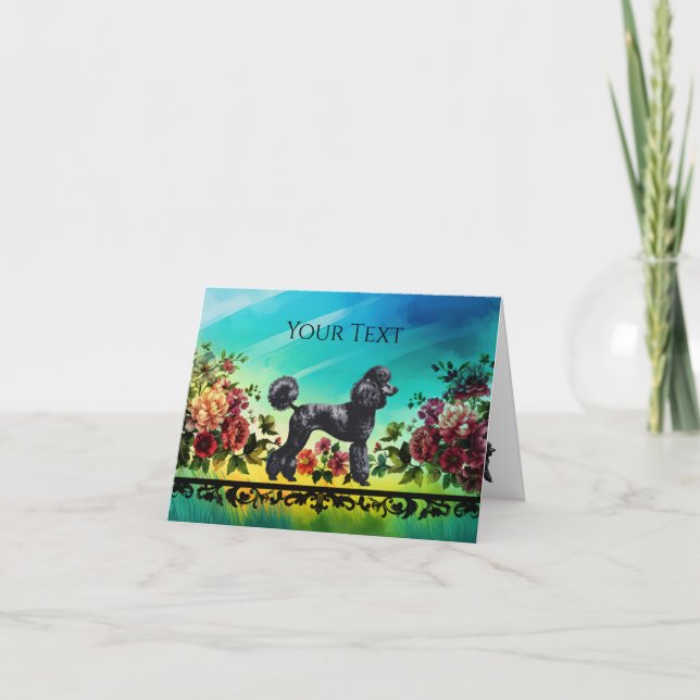 Cartão De Agradecimento Black Poodle Notecard (Frente)