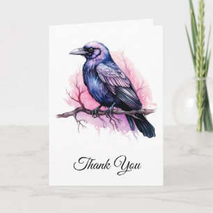 Cartão De Agradecimento Black Raven em uma Ilustração de Ramificação