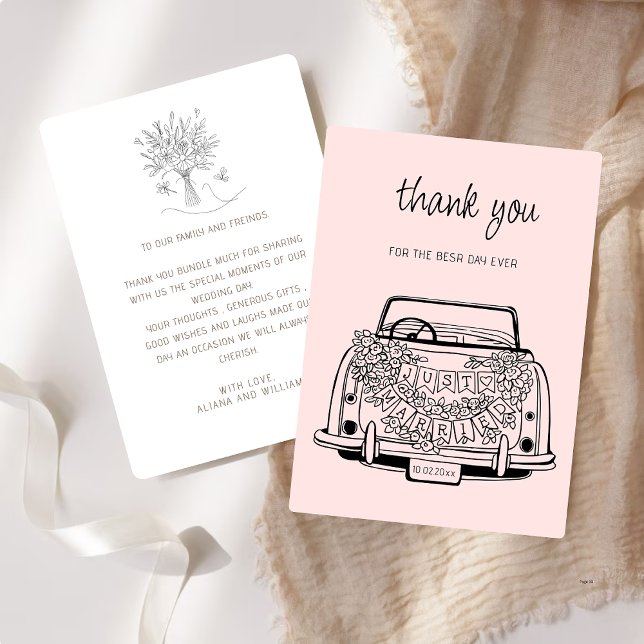 Cartão De Agradecimento Black Script Handdrawn Simple Wedding Vow Renewal  (Criador carregado)