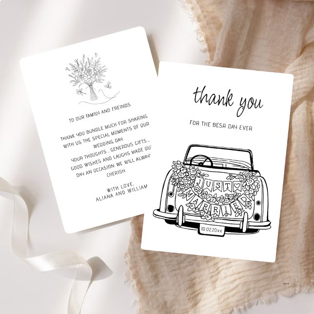 Cartão De Agradecimento Black Script Handdrawn Simple Wedding Vow Renewal  (Criador carregado)