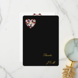 Cartão De Agradecimento Black thank you card with a pink and red heart