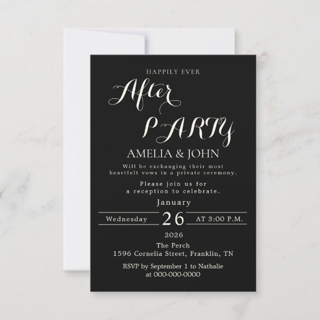 Cartão De Agradecimento Black wedding invitation (Frente)